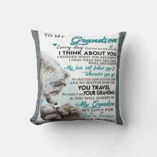 Personalized Letter To My Grandson, Love Grandson Throw Pillow