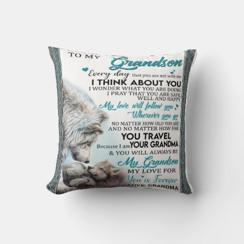 Personalized Letter To My Grandson Love Grandson Throw Pillow