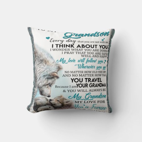 Personalized Letter To My Grandson Love Grandson Throw Pillow