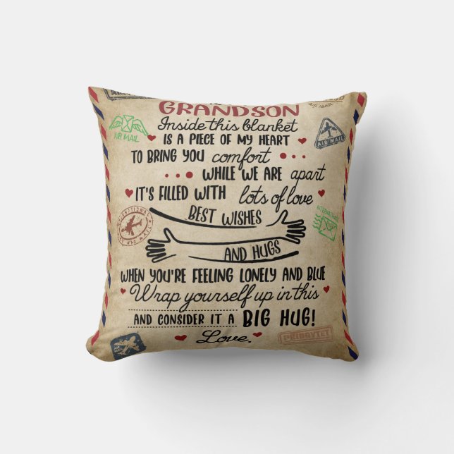 Personalized Letter To My Grandson, Love Grandson Throw Pillow (Front)
