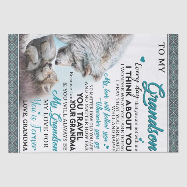 Personalized Letter To My Grandson, Love Grandson Tissue Paper (Front)