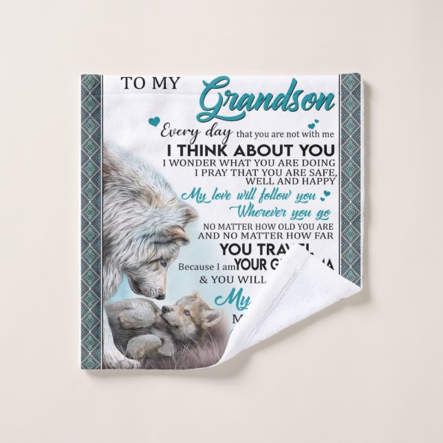 Personalized Letter To My Grandson, Love Grandson Wash Cloth (Wash Cloth)