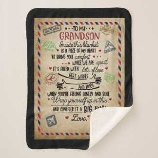 Personalized Letter To My GrandSon Sherpa Blanket