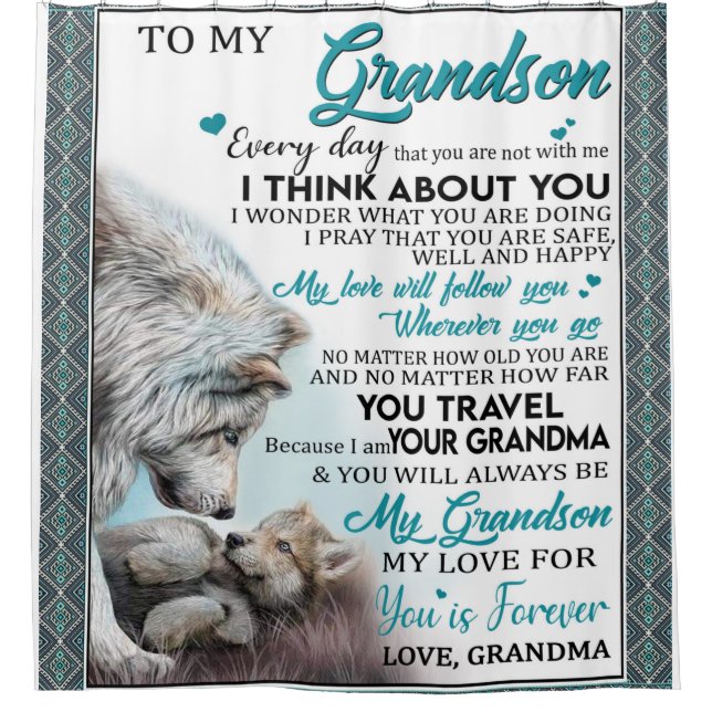 Personalized Letter To My Grandson Shower Curtain (Front)