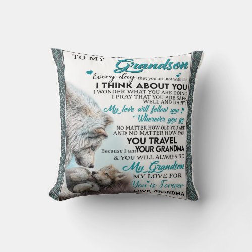 Personalized Letter To My Grandson Throw Pillow