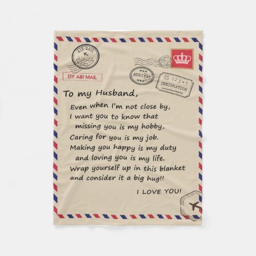 Personalized Letter To My Husband From Wife Blanke Fleece Blanket