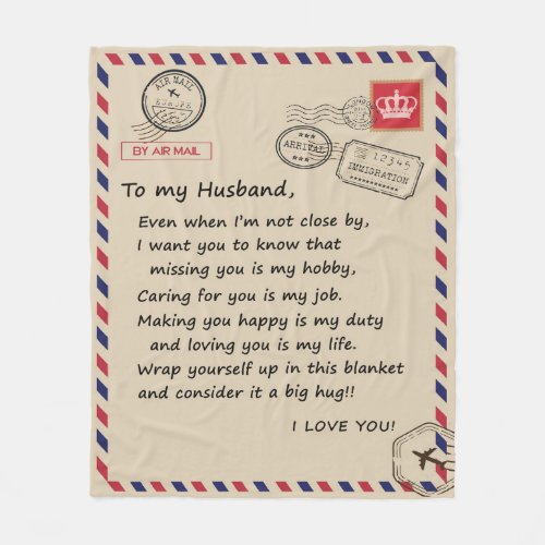 Personalized Letter To My Husband From Wife Fleece Blanket