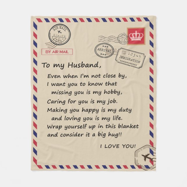 Personalized Letter To My Husband From Wife Fleece Blanket (Front)