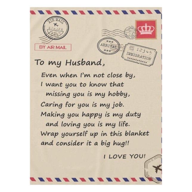 Personalized Letter To My Husband From Wife Tablecloth (Front)