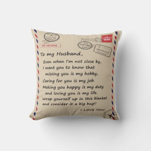 Personalized Letter To My Husband From Wife Throw Pillow