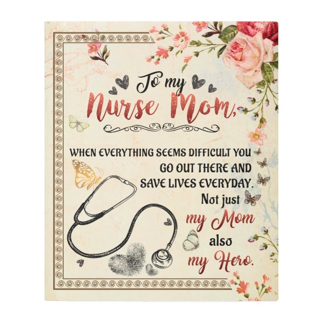 Personalized Letter To My Nurse Mom Metal Print (Front)