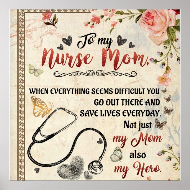 Personalized Letter To My Nurse Mom Poster (Front)
