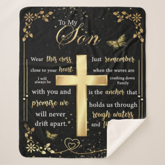 Personalized Letter To My Son Beautiful Butterfly Sherpa Blanket