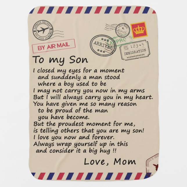 Personalized Letter To My Son From Dad Baby Blanket (Front)