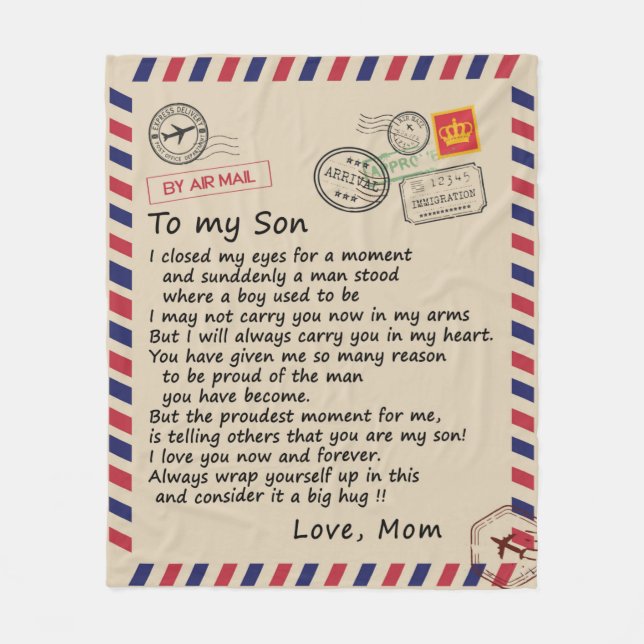 Personalized Letter To My Son From Dad Fleece Blanket (Front)