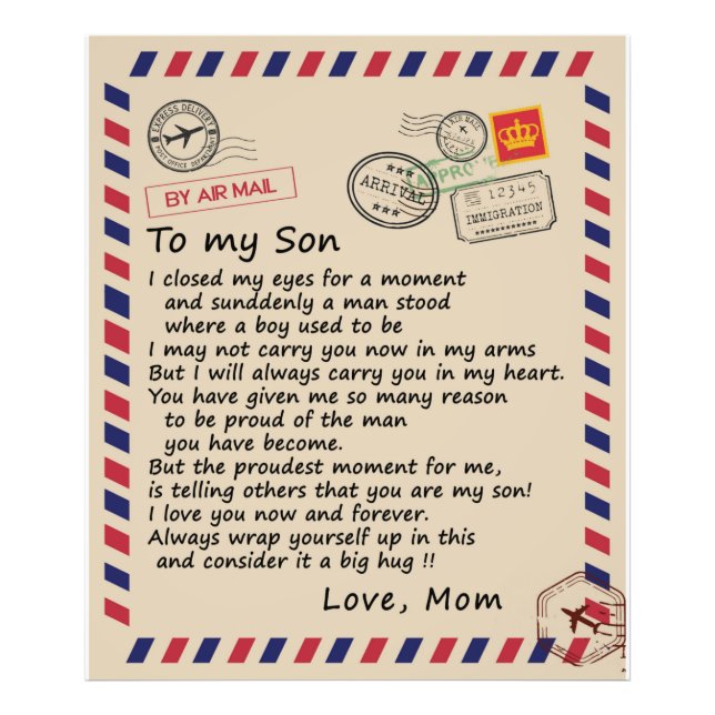 Personalized Letter To My Son From Dad Photo Print (Front)