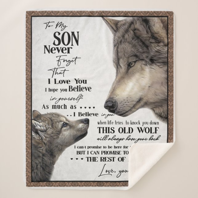 Personalized Letter To My Son From Dad Sherpa Blanket (Front)