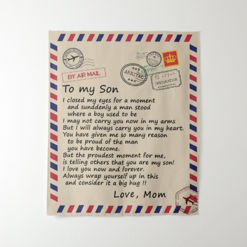 Personalized Letter To My Son From Mom Air Mail Tapestry