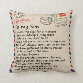 Personalized Letter To My Son From Mom, Air Mail Throw Pillow