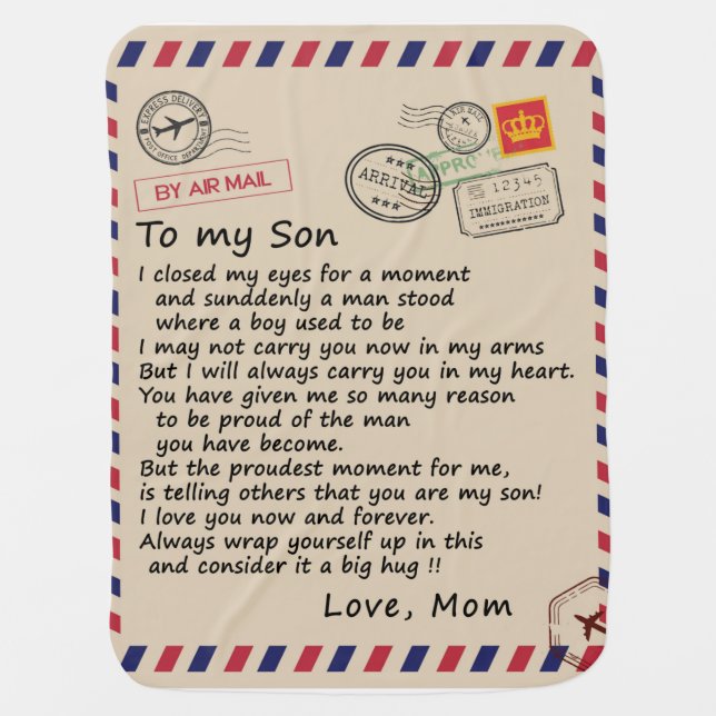 Personalized Letter To My Son From Mom, Baby Blanket (Front)