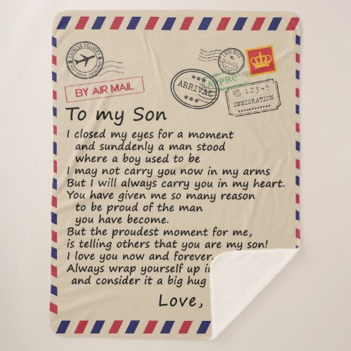 Personalized Letter To My Son From Mom Sherpa Blanket