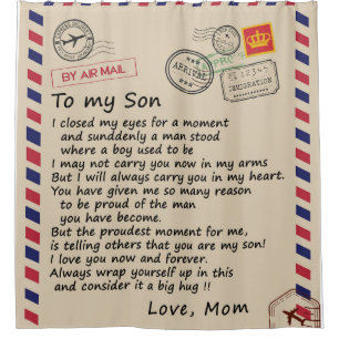Personalized Letter To My Son From Mom Shower Curtain