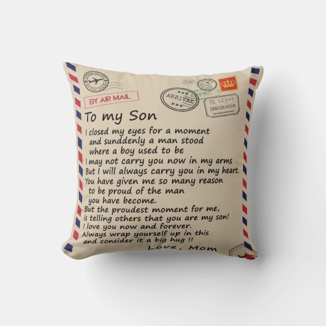 Personalized Letter To My Son From Mom Throw Pillow (Front)