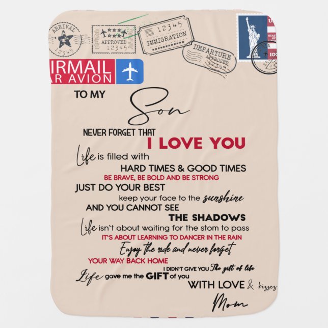 Personalized Letter To My Son, Idea Son Birthday Baby Blanket (Front)