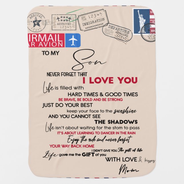 Personalized Letter To My Son, Idea Son Birthday Baby Blanket (Front)