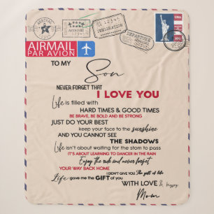 Personalized Letter To My Son, Idea Son Birthday Sherpa Blanket