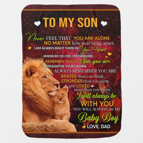 Personalized Letter To My Son Love From Dad Lion Baby Blanket