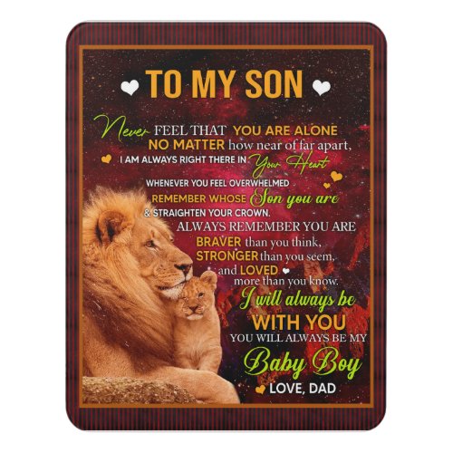 Personalized Letter To My Son Love From Dad Lion Door Sign