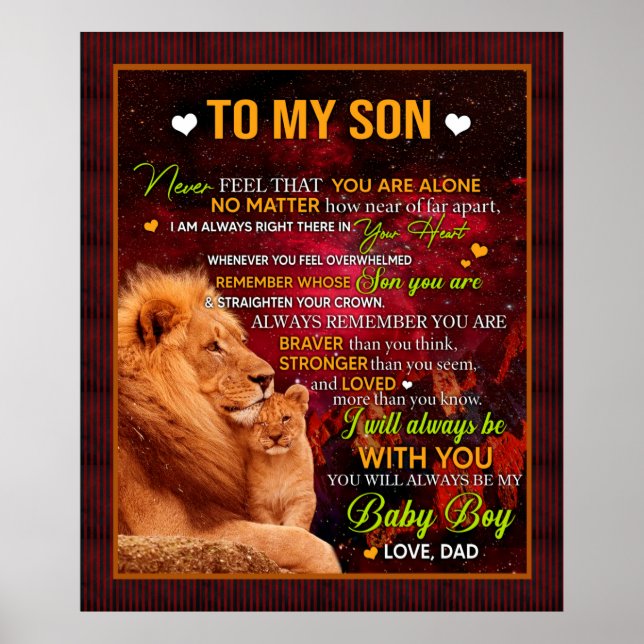Personalized Letter To My Son Love From Dad Lion Poster (Front)