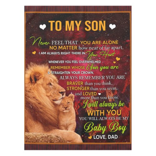 Personalized Letter To My Son Love From Dad Lion Tablecloth