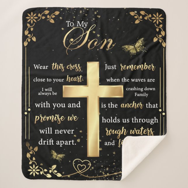 Personalized Letter To My Son Sherpa Blanket (Front)