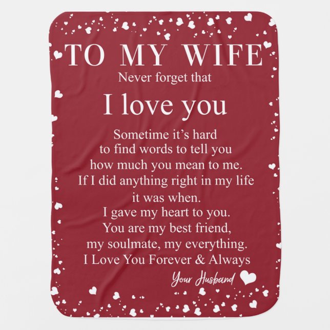 Personalized Letter To My Wife, Couple Valentine Baby Blanket (Front)