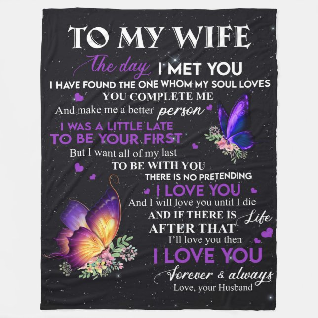 Personalized Letter To My Wife, Couple Valentine Fleece Blanket (Front)