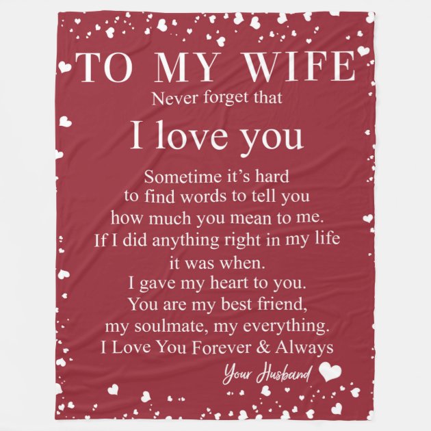 Customized Letter Postcard To My Wife I Love You Wife Valentine Fleece Blanket 