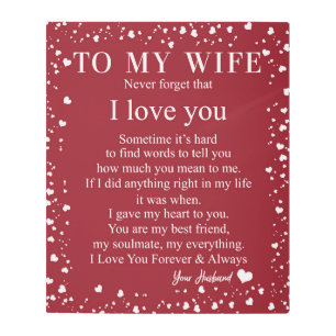 Personalized Letter To My Wife, Couple Valentine Metal Print