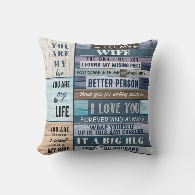 Personalized Letter To My Wife, Couple Valentine Throw Pillow (Front)