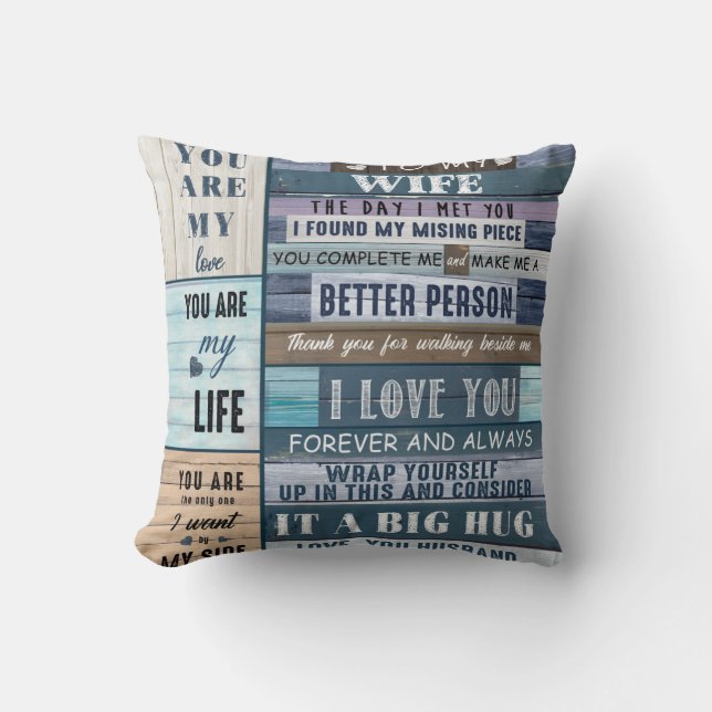 Personalized Letter To My Wife, Couple Valentine Throw Pillow (Front)