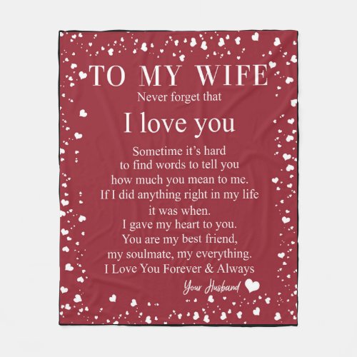 Personalized Letter To My Wife Fleece Blanket