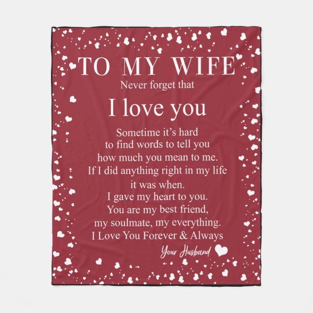 Personalized Letter To My Wife, Fleece Blanket (Front)