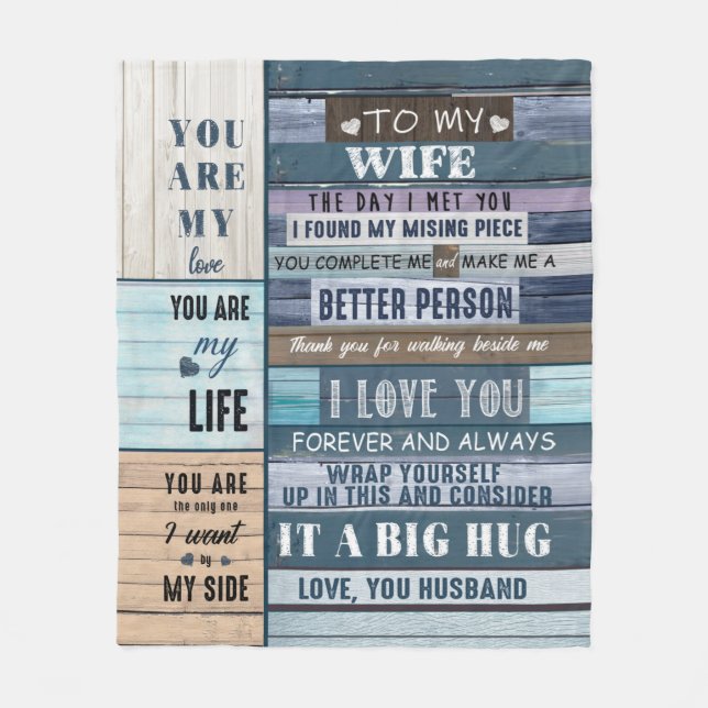 Personalized Letter To My Wife From Husband Fleece Blanket (Front)