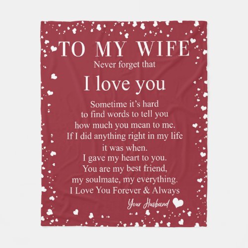 Personalized Letter To My Wife From Husband Gift Fleece Blanket