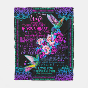 Personalized Letter To My Wife - Hummingbird Fleece Blanket
