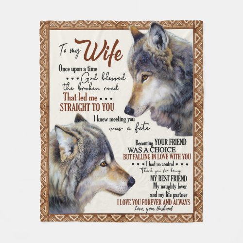 Personalized Letter To My Wife Love From Husband B Fleece Blanket
