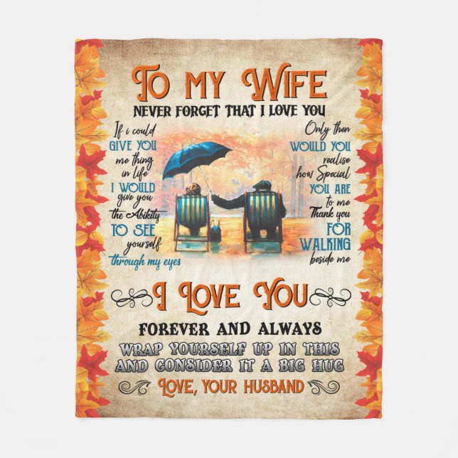 Personalized Letter To My Wife Love From Husband B Fleece Blanket (Front)