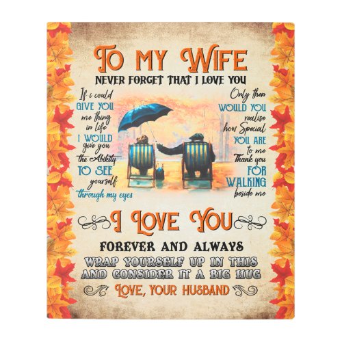 Personalized Letter To My Wife Love From Husband B Metal Print