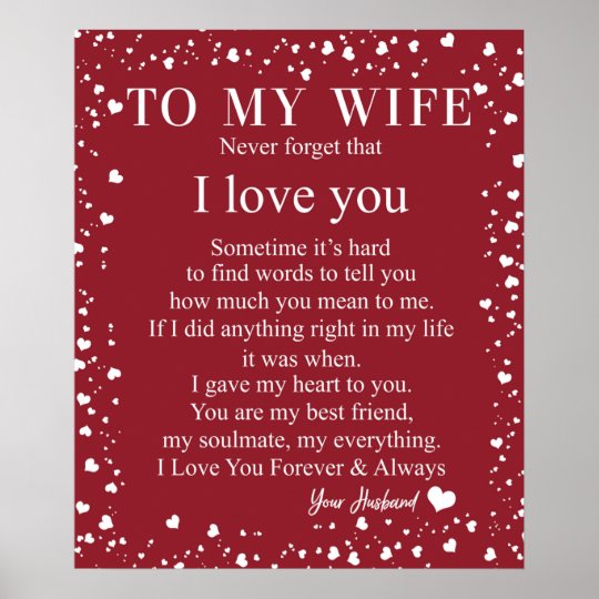 Personalized Letter To My Wife, Poster | Zazzle.com